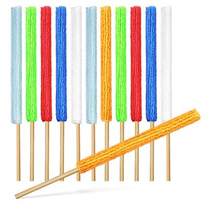 LALAFINA Detail Duster Sticks 12pcs Crevice Brush for Blind Vent Mini Cleaning Brush Wooden Handle