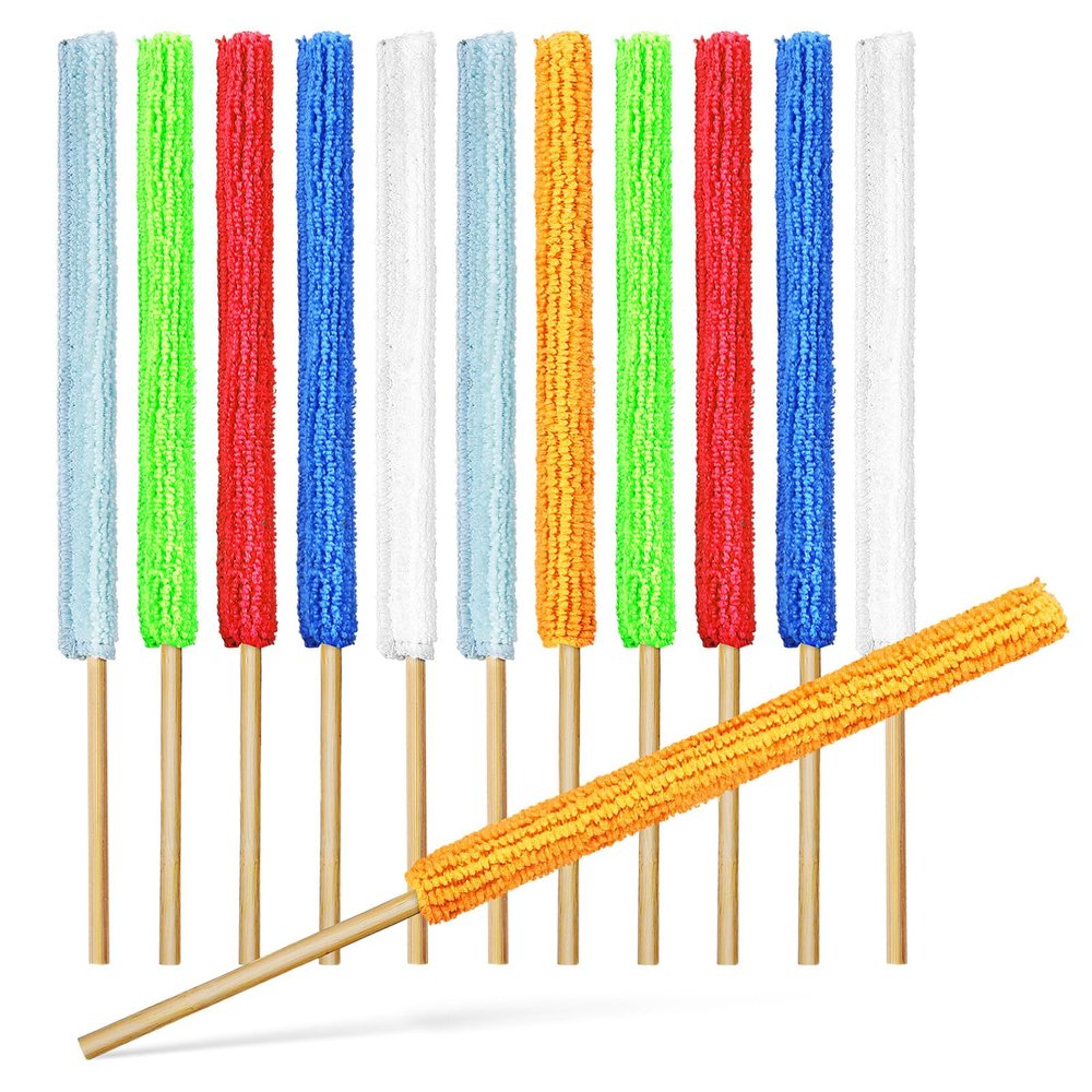 LALAFINA Detail Duster Sticks 12pcs Crevice Brush for Blind Vent Mini Cleaning Brush Wooden Handle
