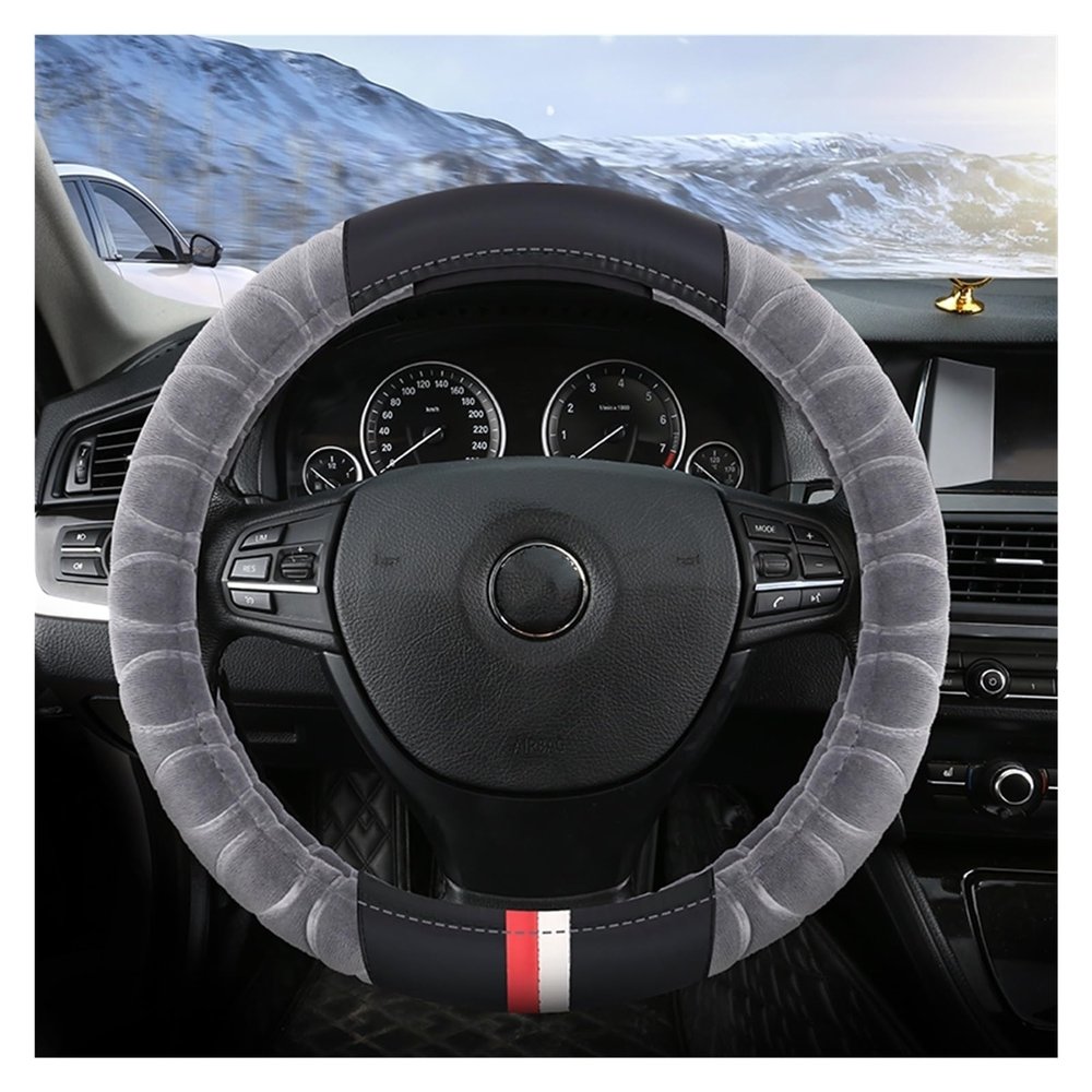 FUERU Car Steering Wheel Cover Set Universal Car Steering Wheel Cover Autumn and Winter Plush Breathable Moisture Drainage Car Interior (Color : 5#)
