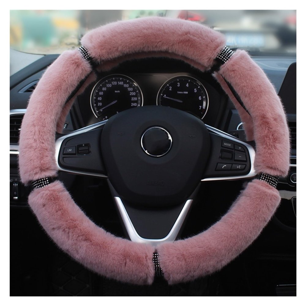 FUERU Car Steering Wheel Cover Set Universal Car Steering Wheel Cover Winter Plush Warm Stretch Breathable Car Interior (Color : 1#)