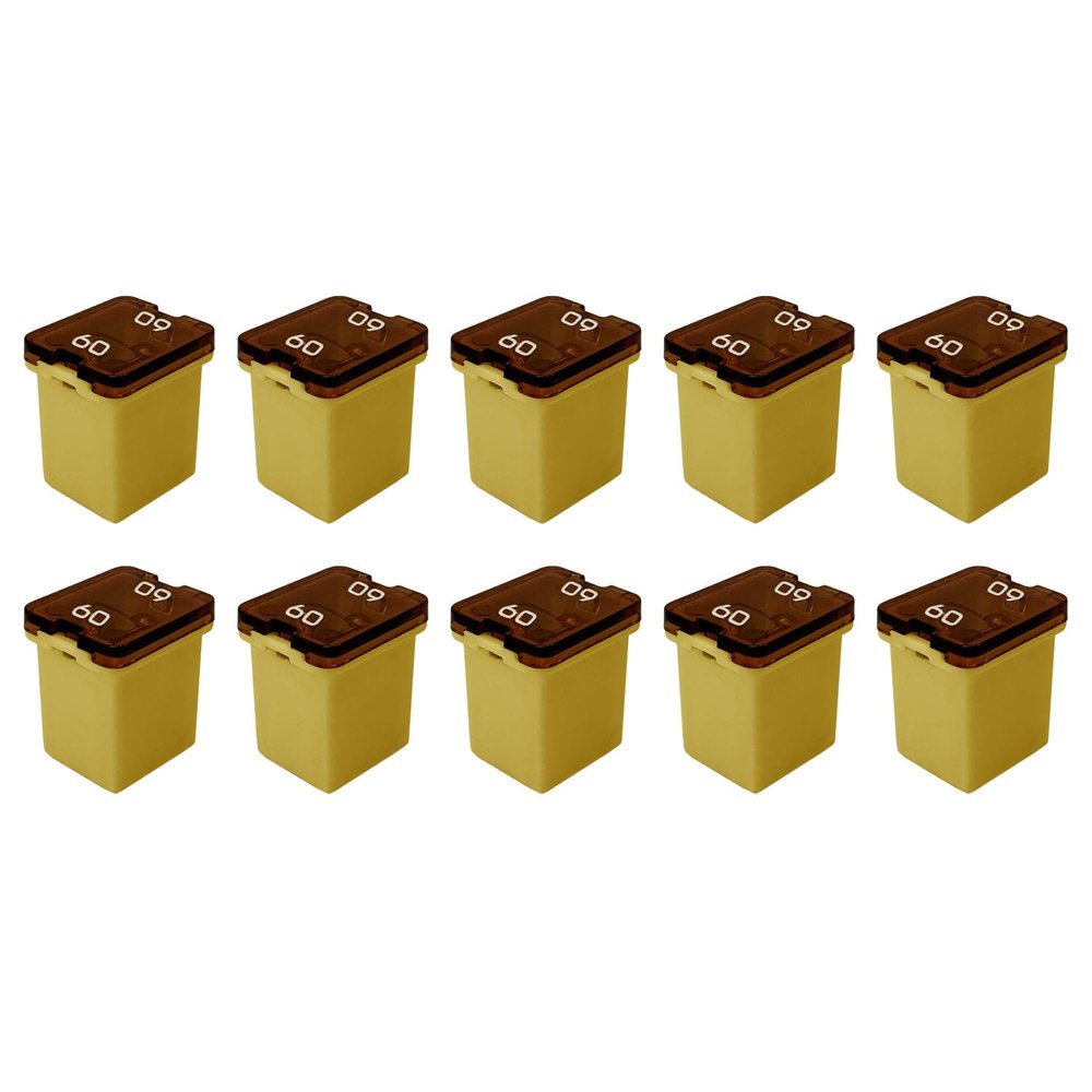 60 Amp J-Case Low Profile (Mini) Fuse 16mm for Pickup Trucks, Cars and SUVs (60A, 10 Pack)