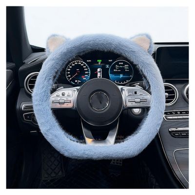 FUERU Car Steering Wheel Cover Set Car Steering Wheel Cover D Type Winter Plush Comfortable Shock-Absorbing Car Interior (Color : 4#)