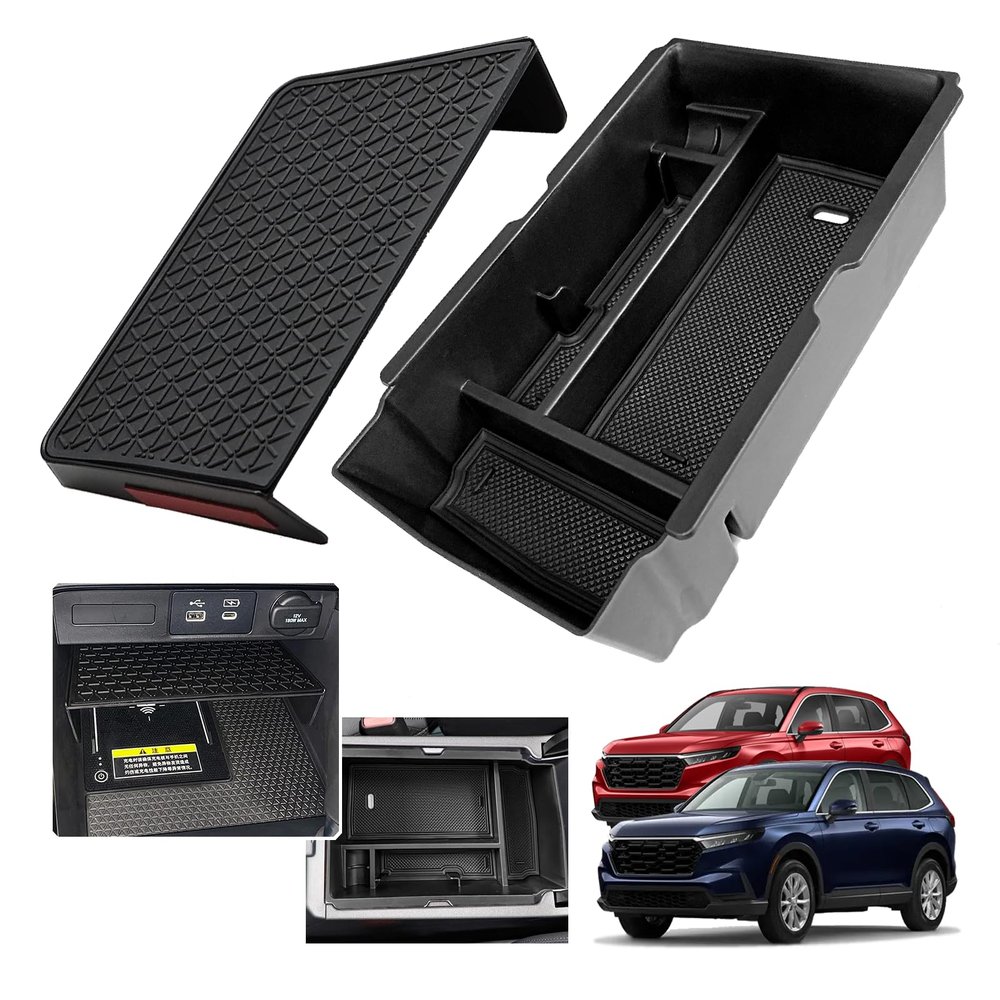 XXCIWP 2PCS 2024 2025 2026 Honda CR-V CRV Hybrid Accessories Center Console Organizer Tray for 2025 2024 2023 Honda CR-V (Hybrid) Console Organizer 2024 CRV Console Armrest Tray 2025 CR-V Storage Box