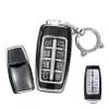 SANRILY Sliver-Edge 8 Button Smart Key Fob Cover for Genesis GV80 2021 2022 G80 GV70 G90 Keyless Soft TPU Key Case with Bling Keychain Black view 1