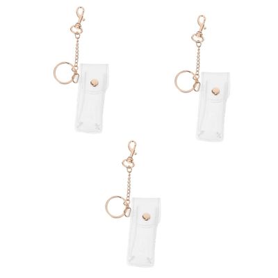 3pcs Lipstick Key Ring Car Key Ring Clear Lipstick Case Car Pendant Lipstick Cover Lipstick Ornament Car Key Holder Lip Gloss Keychain Handbag Hanging Keychain Trend Bag Pendant