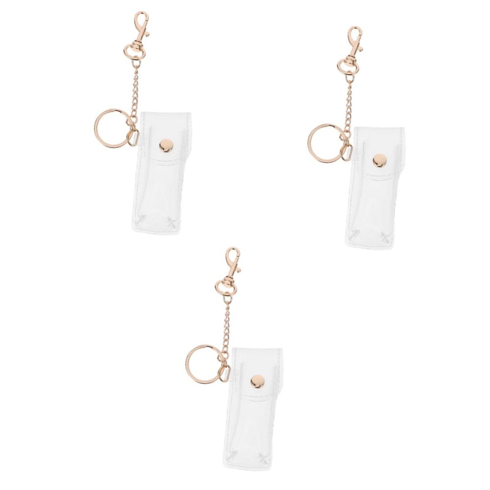 3pcs Lipstick Key Ring Car Key Ring Clear Lipstick Case Car Pendant Lipstick Cover Lipstick Ornament Car Key Holder Lip Gloss Keychain Handbag Hanging Keychain Trend Bag Pendant
