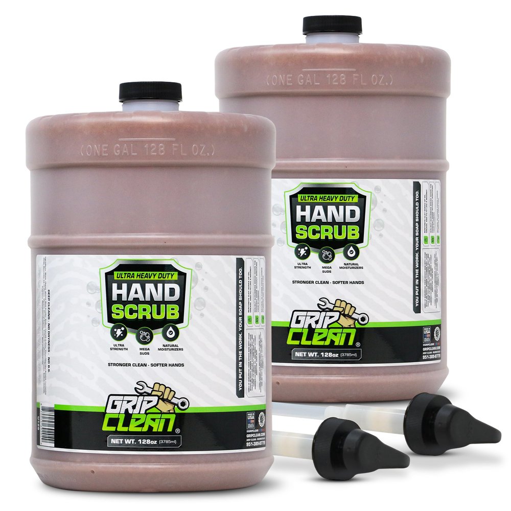 Grip Clean Ultra Heavy Duty Hand Cleaner for Mechanics Walnut Shell & Clay-Infused Technology Removes Grease, Oil & Paint Pro-Grade Industrial Hand Soap with Cherry Scent - 2 Gallon (Pack of 1)