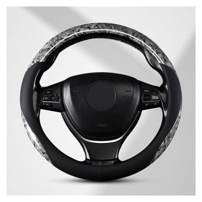 FUERU Car Steering Wheel Cover Set Universal Car Steering Wheel Cover Real Leather Mahogany Grain Ultra-Thin Fit Car Interior (Color : 3#)