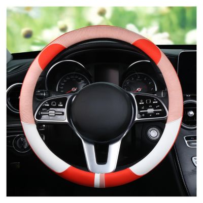 FUERU Car Steering Wheel Cover Set Universal Car Steering Wheel Cover Real Leather Ultra-Thin Waterproof Anti-Wrinkle Car Interior (Color : 4#)
