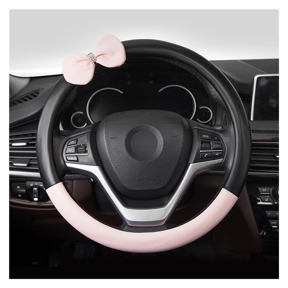 FUERU Car Steering Wheel Cover Set Universal Car Steering Wheel Cover Real Leather Ultra-Thin Grip Comfortable Exquisite Car Interior (Color : 2#)