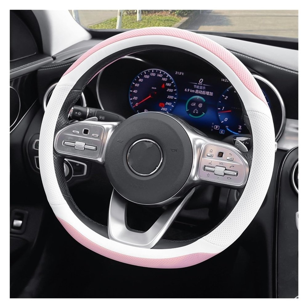 FUERU Car Steering Wheel Cover Set Universal Car Steering Wheel Cover Leather Slim and Comfortable Delicate Car Interior (Color : 3#)