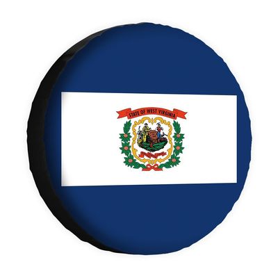 Cafetime West Virginia State Flag Spare Tire Cover Wheel Protectors Covers Dust Proof 15 Inch Wheel Covers Universal for Trailer RV SUV Truck Camper Travel Trailers