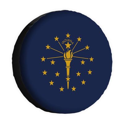 Cafetime Indiana in State Flag Spare Tire Cover Wheel Protectors Covers Dust Proof 17 Inch Wheel Covers Universal for Trailer RV SUV Truck Camper Travel Trailers