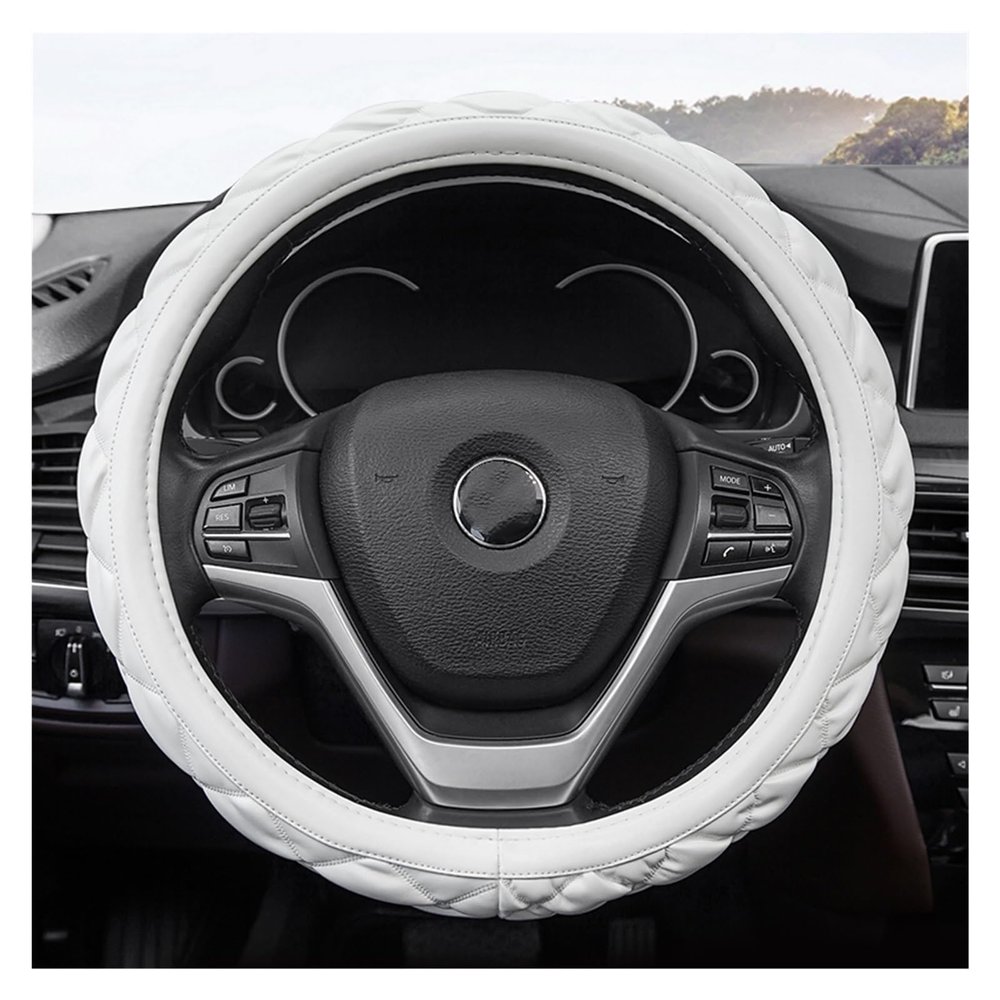 FUERU Car Steering Wheel Cover Set Universal Car Steering Wheel Cover Genuine Leather Elegant and Good with Exquisite Car Interior (Color : 1#)