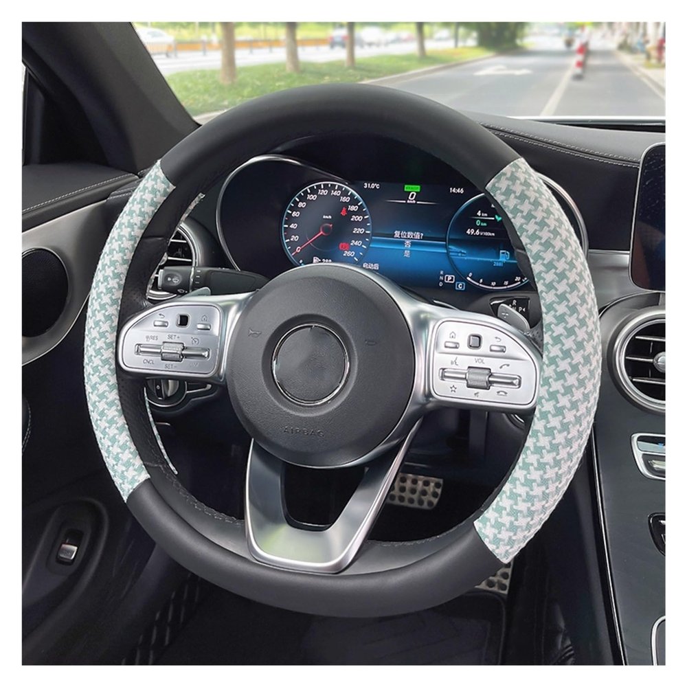 FUERU Car Steering Wheel Cover Set Universal Car Steering Wheel Cover Linen Leather Waterproof Anti-Wrinkle Delicate Car Interior (Color : 3#)