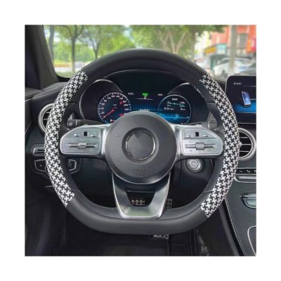 FUERU Car Steering Wheel Cover Set Car Steering Wheel Cover D Type Linen Leather Touch Comfortable Exquisite Car Interior (Color : 1#)