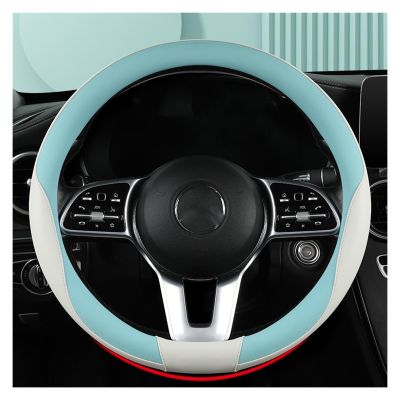 FUERU Car Steering Wheel Cover Set Universal Car Steering Wheel Cover Genuine Leather Waterproof Anti-Wrinkle Delicate Car Interior (Color : 1#)
