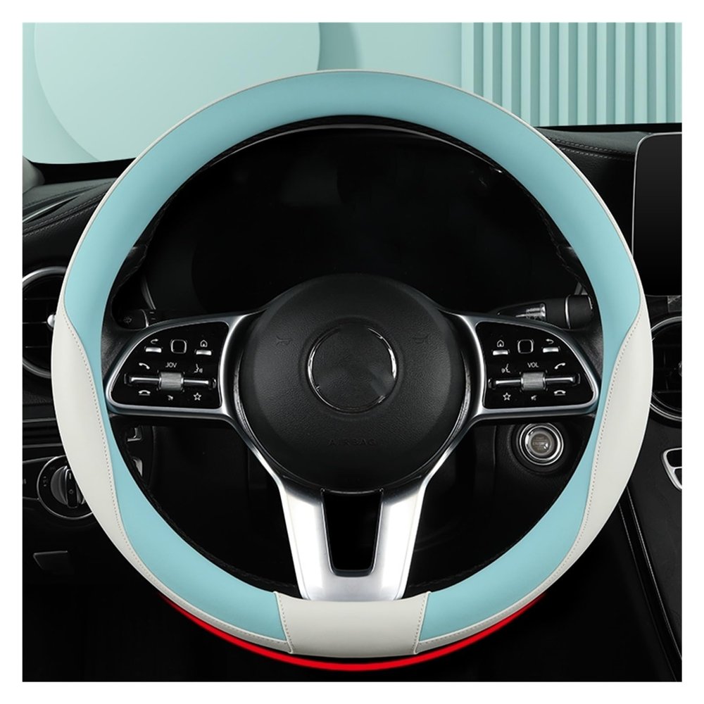 FUERU Car Steering Wheel Cover Set Universal Car Steering Wheel Cover Genuine Leather Waterproof Anti-Wrinkle Delicate Car Interior (Color : 1#)