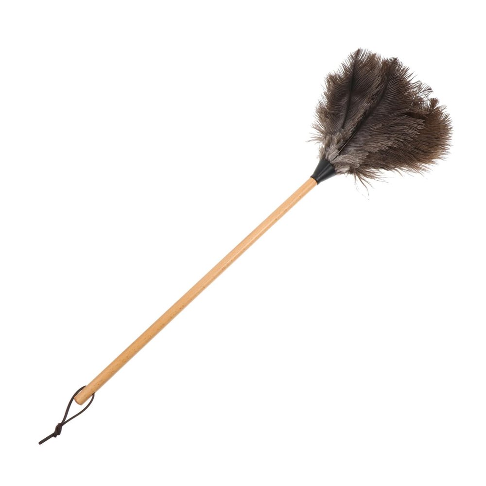 1pc Soft Hair Duster Automatic Mop Hand Duster Black Mops Cleaning Gadgets Sweeper Ladlebroom Retractable Furniture Ostrich Solid Wood