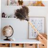 1pc Soft Hair Duster Automatic Mop Hand Duster Black Mops Cleaning Gadgets Sweeper Ladlebroom Retractable Furniture Ostrich Solid Wood view 2