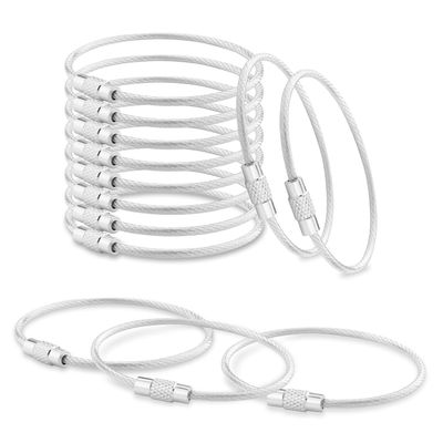 CooBigo 25 Pack Stainless Steel Loops 2mm Coated Wire Keychain Cable Large Key Rings 6 inch Car Key Chain for Women, Luggage Tags, Key Tags, Keyrings, Kitchen Utensils - Silver