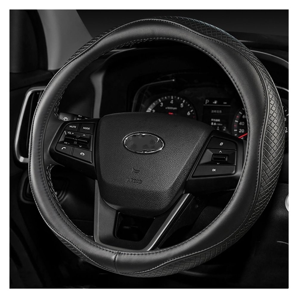 FUERU Car Steering Wheel Cover Set Universal Car Steering Wheel Cover Genuine Leather Soft and Breathable Fashion Car Interior (Color : 1#)
