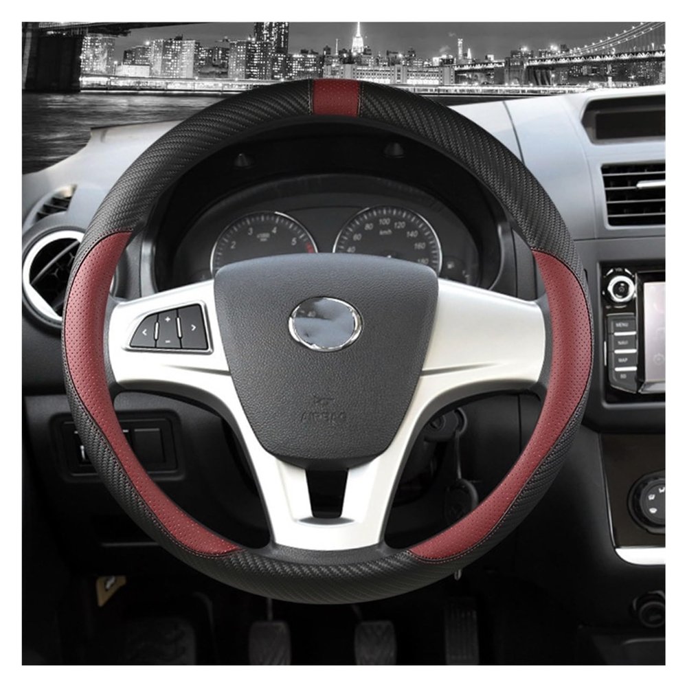 FUERU Car Steering Wheel Cover Set Universal Car Steering Wheel Cover Carbon Fiber Leather Ultra-Thin Fit Fashion Car Interior (Color : 8#)
