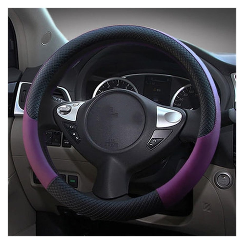 FUERU Car Steering Wheel Cover Set Universal Car Steering Wheel Cover Real Leather Thin Breathable Fashion Car Interior Gifts (Color : 7#)