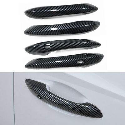 DLOVEG Exterior Door Handle Cover Compatible for 2022 2023 2024 Hyundai Tucson Accessories Door Handle Protector Trim with 2 Hole for Auto Lock Sensors (Carbon Fiber Pattern)