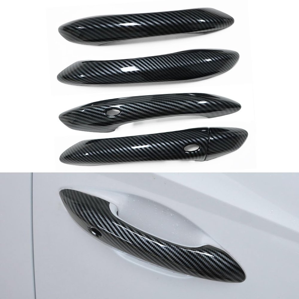 DLOVEG Exterior Door Handle Cover Compatible for 2022 2023 2024 Hyundai Tucson Accessories Door Handle Protector Trim with 2 Hole for Auto Lock Sensors (Carbon Fiber Pattern)