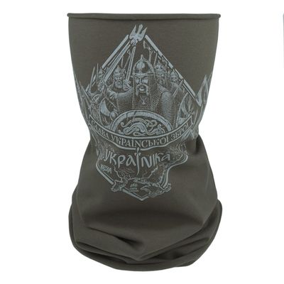 281Z Organic Cotton Neck Gaiter - Balaclava Tube Scarf with Historical Print - Ukrainika Series (Dorostol Olive Drab)