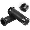 GZYF 1" Motorcycle Grips Non-Slip Handlebar Grips 25.4mm Aluminum Black Universal for Harley Davidson for Touring for Sportster Dyna for Softail Cruiser Chopper Custom Bikes,Fits Cable Throttle Only view 1