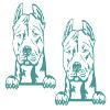 2 Pack - Peeking Pitbull | Decal Vinyl Sticker Graphics for Car Truck SUV Van Window Laptop Tumbler| 5" Width by 5.5" Height HOM0048.054 Turquoise view 1