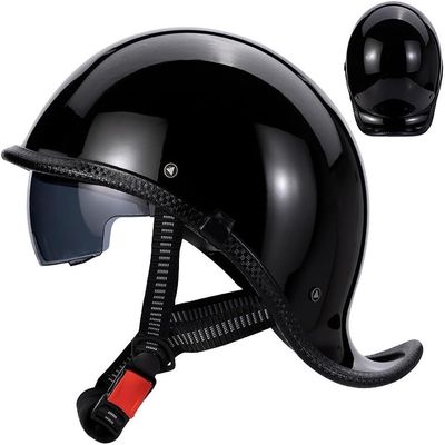 German Style Motorcycle Half Helmet for Men Women, DOT Approved Vintage Open Face Motorbike Helmets with Sun Visor, Baseball Cap Helmet for Scooter Moped Cruiser Chopper Bike 3,XL=61-62cm