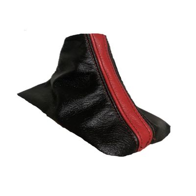 Genuine Real Leather Gear Shift Boot for 2010 2011 2012 2013 2014 Ford Mustang GT V8 V6 Manual Transmission (Black with Red Insert)