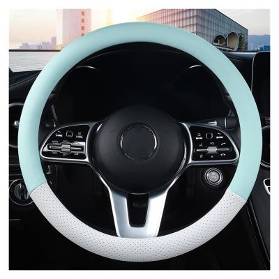FUERU Car Steering Wheel Cover Set Universal Car Steering Wheel Cover Genuine Leather Four Seasons Universal Fashion Car Interior (Color : 2#)