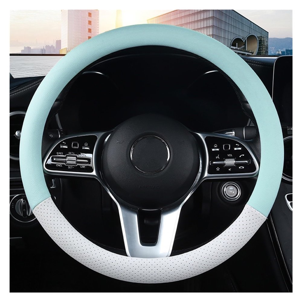 FUERU Car Steering Wheel Cover Set Universal Car Steering Wheel Cover Genuine Leather Four Seasons Universal Fashion Car Interior (Color : 2#)