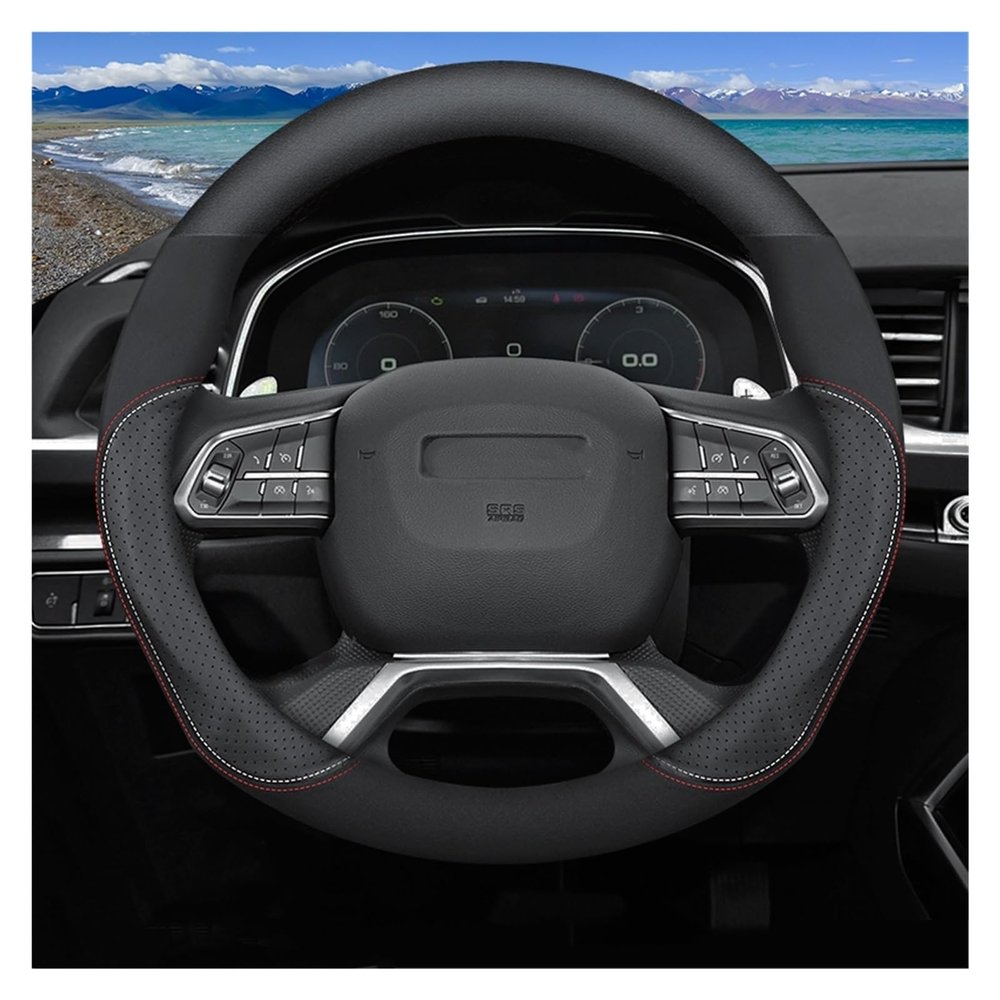 FUERU Car Steering Wheel Cover Set Universal Car Steering Wheel Cover Genuine Leather Stretch Breathable Delicate Car Interior (Color : 1#)