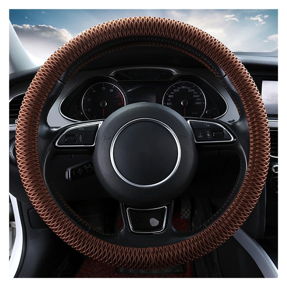 FUERU Car Steering Wheel Cover Set Car Steering Wheel Cover 14.58-15 Inches Ice Silk Sweat Absorption Breathable Fashion Car Interior (Color : 3#)