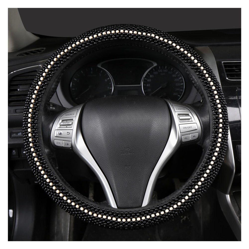 FUERU Car Steering Wheel Cover Set Car Steering Wheel Cover Natural Wood Beads Four Seasons Universal Fashion Car Interior (Color : 4#)