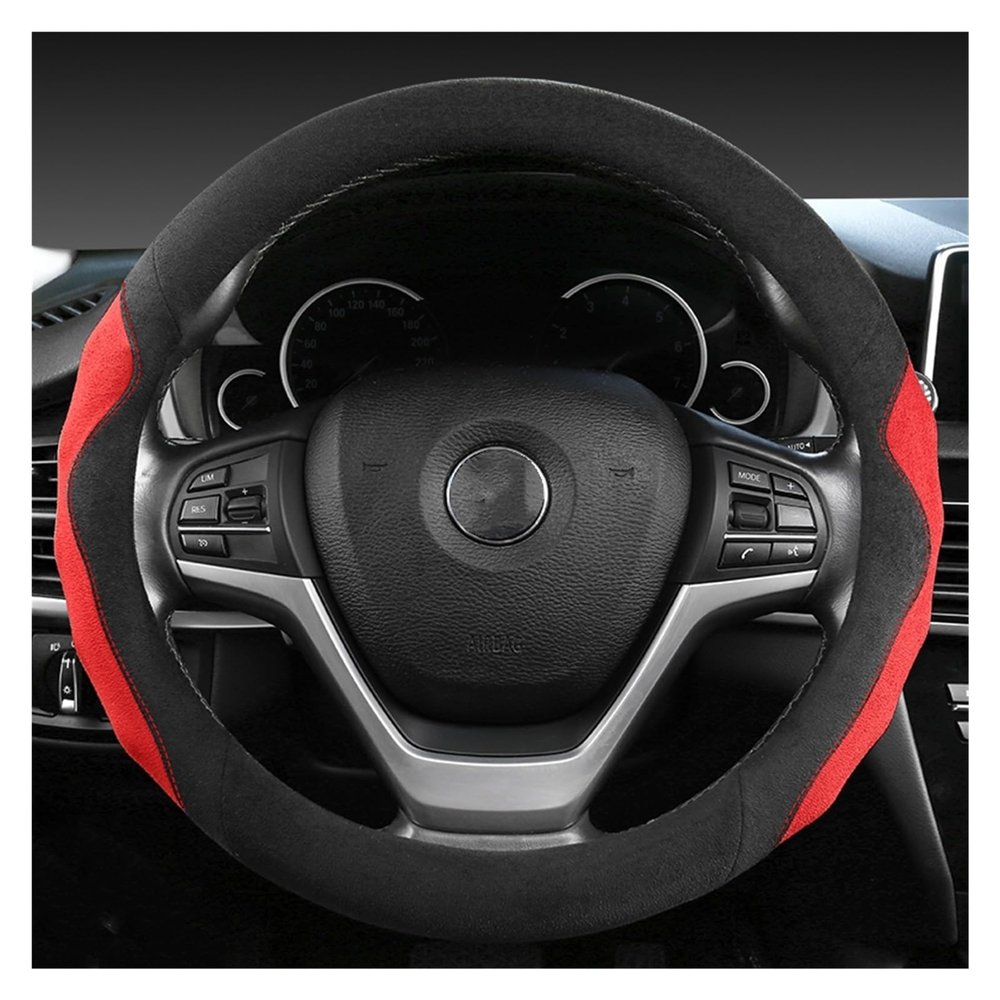 FUERU Car Steering Wheel Cover Set Car Steering Wheel Cover 14.58-15 Inches Genuine Leather Durable Fashion Car Interior (Color : 1#)