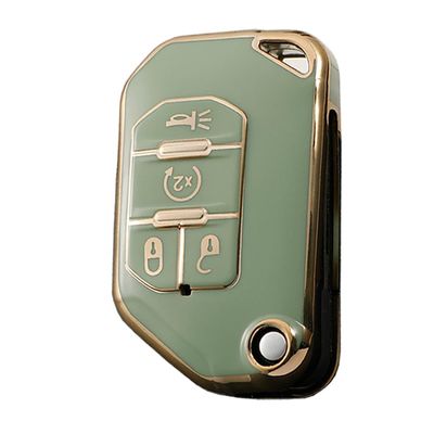 KUNIO Car Key Fob Cover Case Fit for Jeep Wrangler Unlimited Gladiator High Altitude Mojave Rubicon Sport JL JLU JT Key Protective Cover Keychain TPU Key Holder 4 Buttons Green