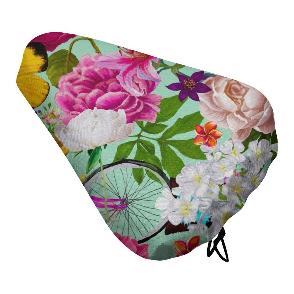 Floral Colorful Fashion Bike Seat Cover Waterproof and Dustproof Adjustable Soft Saddle Cushion Covers