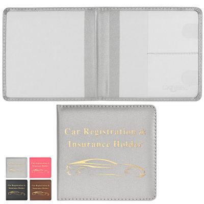 Cacturism Car Registration and Insurance Holder, Vehicle Glove Box Car Organizer Men Women Wallet Accessories Case for Cards, Essential Document, Driver License, Silver