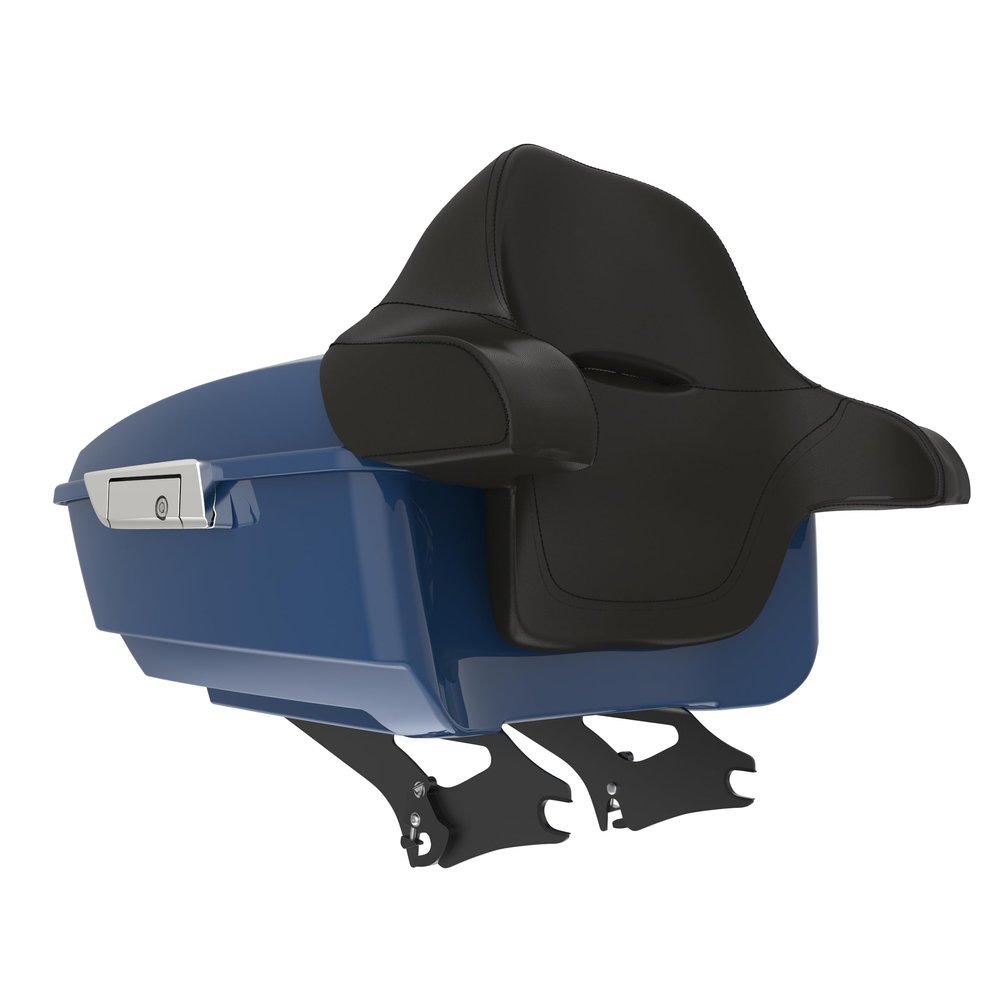Mocardine King Tour Pack Set for Harley Billiard Blue, Trunk with Latch Kits, Black Backrest, Tour Pack Mount Rack, Metal Plate for Harley Touring 2014-2026