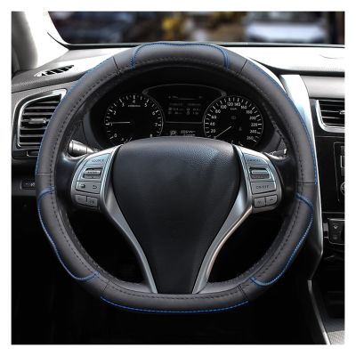 FUERU Car Steering Wheel Cover Set Car Steering Wheel Cover D Type 14.5-156 Inches Genuine Leather Light Breathable Car Interior (Color : 3#)