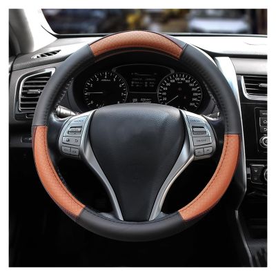 FUERU Car Steering Wheel Cover Set Car Steering Wheel Cover 14.5-156 Inches Genuine Leather Grip Comfortable Fashion Car Interiors (Color : 8#)
