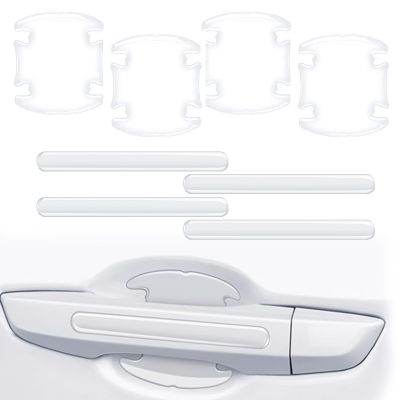 8Pcs 3D Transparent Car Door Handle Scratch Protector, Universal Bowl Side Paint Protection Stickers, Waterproof Anti-Scratch Paint Invisible Protection Film for Most Models.