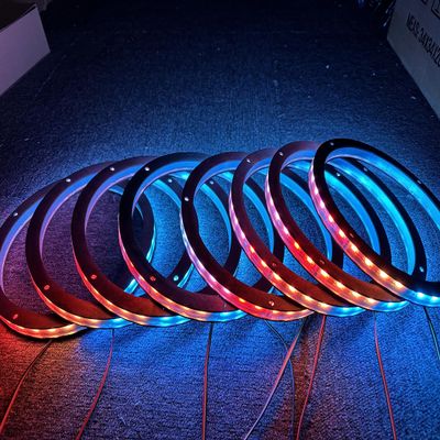 11PCS 12" Car LED Speaker Ring Lights Decorative Light Kit Dream Color Chasing Flow Series + RGB Spacer Ring Light Coaxial Speaker Lights Bluetooth App & Remote Controlled