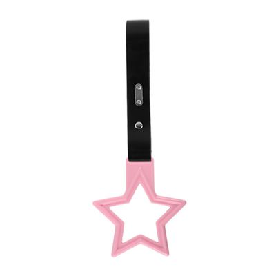 Q1-TECH, JDM Tsurikawa Ring Japanese Subway Train Bus Car Handle Cute Star Shaped Handle Hand Strap Rear Front Bumper Warning Rings Drift Charm Drift Bosozoku Car Accessory (Pink/Black)